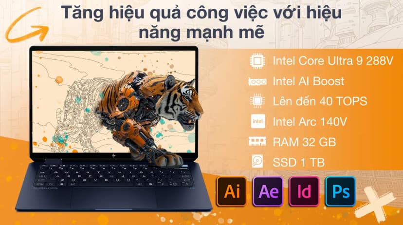 Laptop HP OmniBook UF 14 fh0095TU - BZ7S2PA (Ultra 9 288V, 32GB, 1TB, 2.8K OLED 120Hz, Cảm ứng, OfficeH24, Win11) - Giá rẻ nhất hôm nay - Ảnh 3