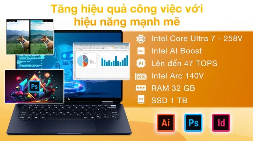Laptop HP OmniBook UF 14 fh0097TU - BZ7S3PA (Ultra 7 258V, 32GB, 1TB, 2.8K OLED 120Hz, Cảm ứng, OfficeH24, Win11) - Giá rẻ nhất hôm nay - Ảnh 3