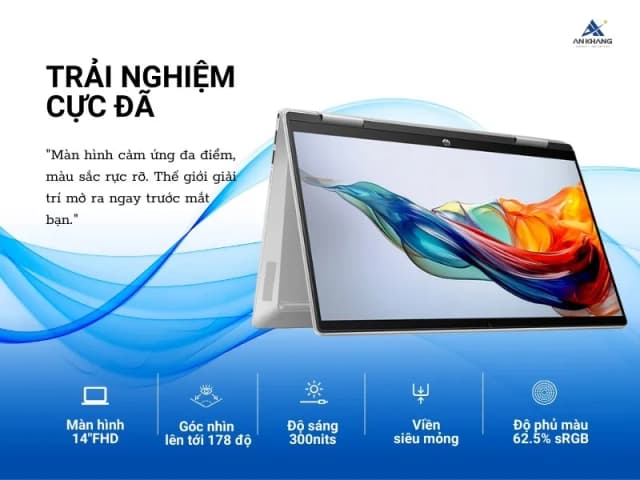 Laptop HP Pavilion X360 14 ek2013TU - 9Z2V4PA (Core 7 150U, 16GB, 512GB, Full HD, Cảm ứng, Win11) - 15