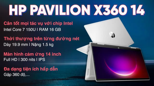 Laptop HP Pavilion X360 14 ek2013TU - 9Z2V4PA (Core 7 150U, 16GB, 512GB, Full HD, Cảm ứng, Win11) - 7