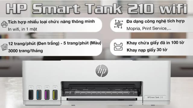 So sánh giá Máy in phun màu đơn năng HP Smart Tank 210 Wifi (3D4L3A) rẻ nhất? - Ảnh 5