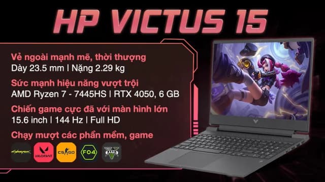 Laptop HP Gaming VICTUS 15 fb3115AX - BX9C9PA (R7 7445HS, 16GB, 512GB, RTX4050 6GB, Full HD 144Hz, Win11) - 4