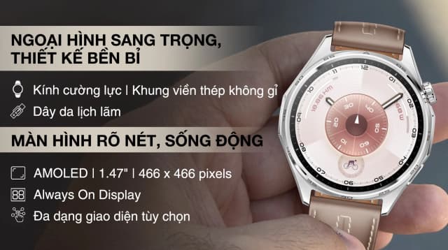 So sánh giá Huawei Watch GT 6 46mm viền thép dây da rẻ nhất? - Ảnh 3