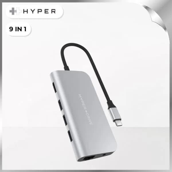 Hub chuyển đổi Type-C 9 in 1 Hyperdrive HD30F-SILVER - Giá rẻ nhất hôm nay - Ảnh 1