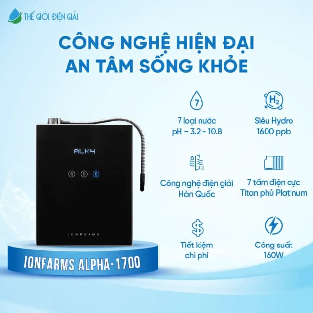 Top 1 so sánh giá Máy lọc nước điện giải ion kiềm IonFarms Alpha-1700 7 tấm điện cực - Tìm sản phẩm giá rẻ nhất - Ảnh 2
