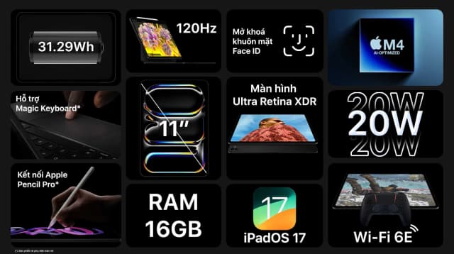Máy tính bảng iPad Pro M4 11 inch WiFi 1TB - 11