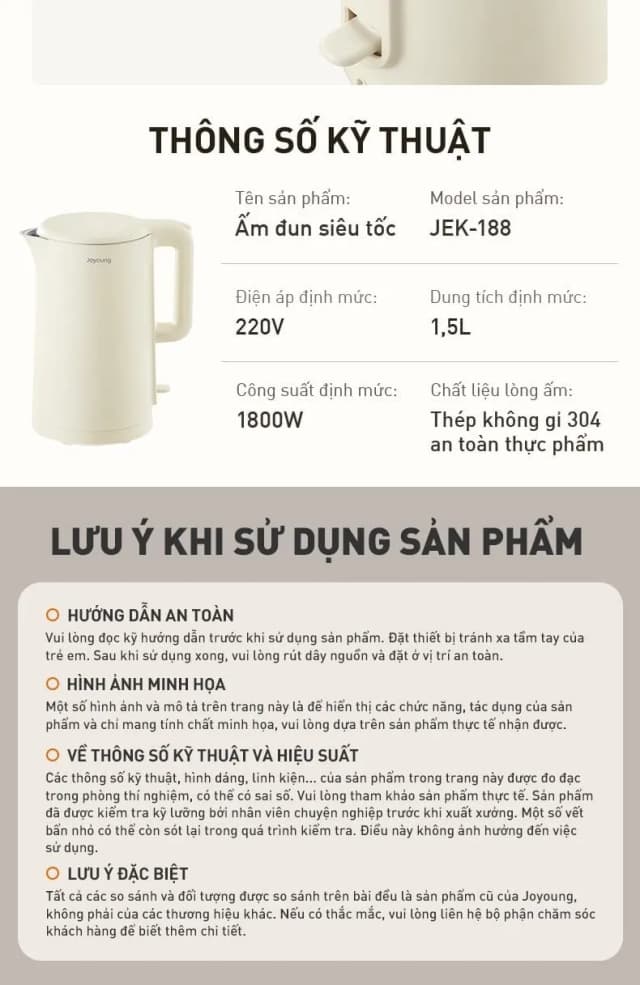 Top 1 so sánh giá Bình đun siêu tốc Joyoung 1.5 lít JEK-188 - Tìm sản phẩm giá rẻ nhất - Ảnh 2