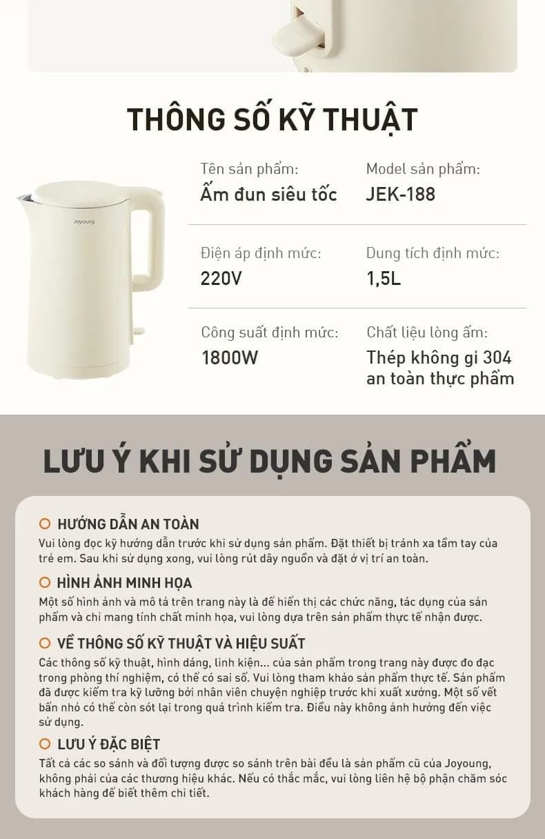 Bình đun siêu tốc Joyoung 1.5 lít JEK-188 - Giá rẻ nhất hôm nay - Ảnh 2