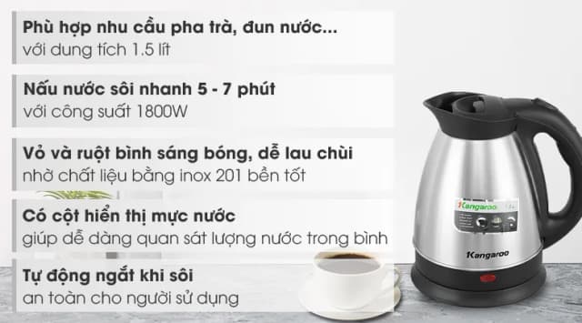So sánh giá Bình đun siêu tốc Kangaroo 1.5 lít KG15SK3 rẻ nhất? - Ảnh 12