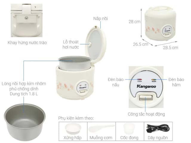 So sánh giá Nồi cơm nắp gài Kangaroo 1.8 lít KG18RC3 rẻ nhất? - Ảnh 14