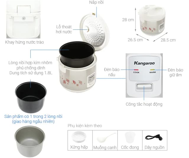 So sánh giá Nồi cơm nắp gài Kangaroo 1.8 lít KG18RC3 rẻ nhất? - Ảnh 16