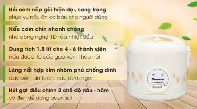 So sánh giá Nồi cơm nắp gài Kangaroo 1.8 lít KG18RC3 rẻ nhất? - Ảnh 10