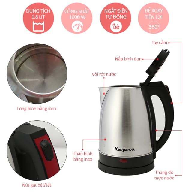 So sánh giá Bình đun siêu tốc Kangaroo 1.8 lít KG-338 rẻ nhất? - Ảnh 12
