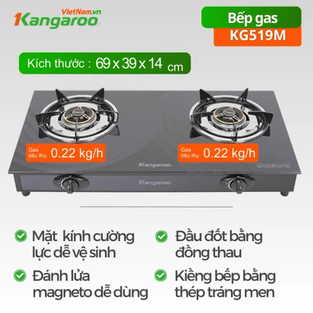 So sánh giá Bếp ga đôi Kangaroo KG519M rẻ nhất? - Ảnh 10