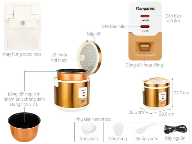 So sánh giá Nồi cơm nắp gài Kangaroo 2.2 lít KG572 rẻ nhất? - Ảnh 6