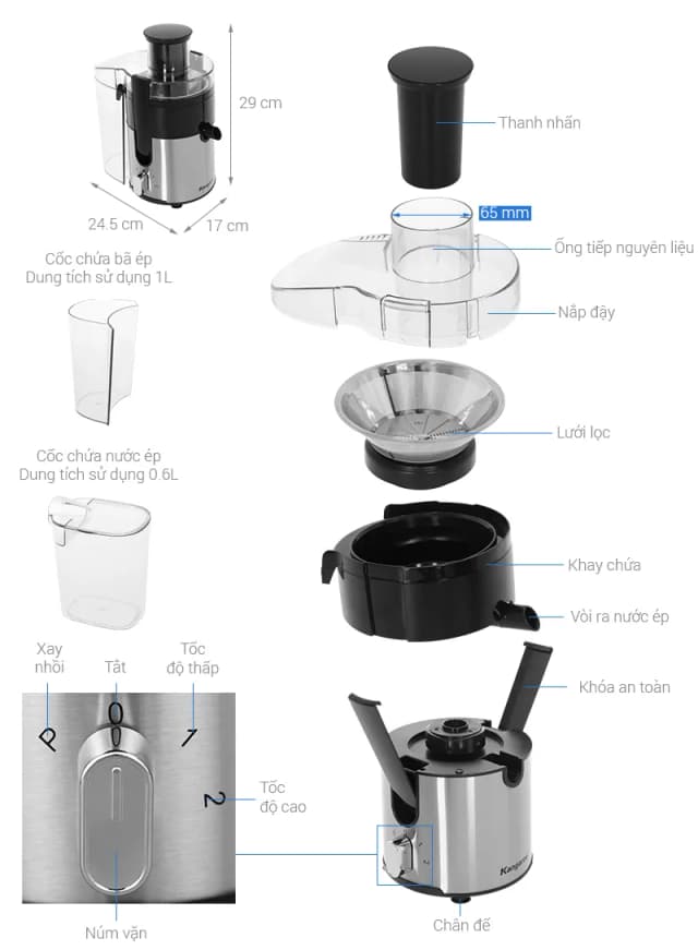 So sánh giá Máy ép trái cây Kangaroo KGFJ8M1G rẻ nhất? - Ảnh 5