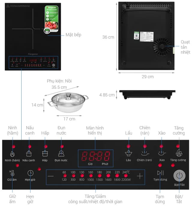 So sánh giá Bếp từ đơn Kangaroo KGIC22S2 2200W rẻ nhất? - Ảnh 12