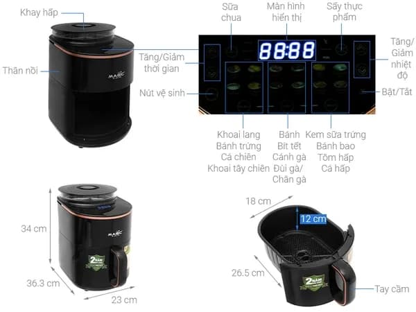So sánh giá Nồi chiên không dầu kết hợp hấp Magic Eco 5 lít S05 rẻ nhất? - Ảnh 20