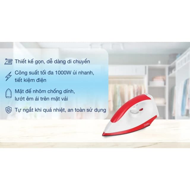Bàn ủi khô Delites RC-01 1000W - Ảnh 2