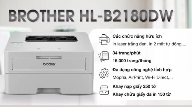 So sánh giá Máy in laser trắng đen đơn năng Brother HL-B2180DW Wifi rẻ nhất? - Ảnh 2