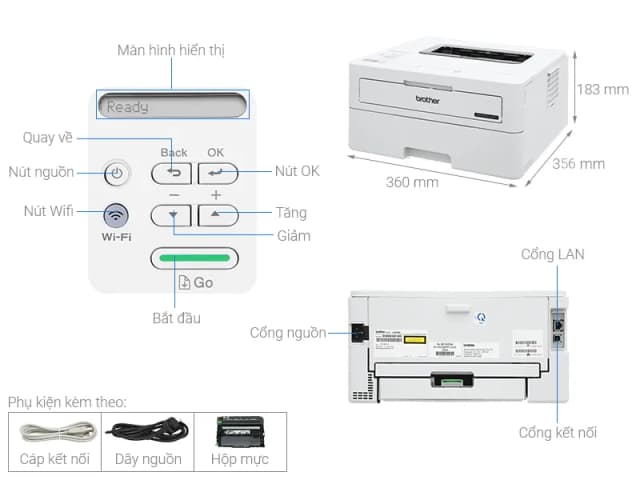 So sánh giá Máy in laser trắng đen đơn năng Brother HL-B2180DW Wifi rẻ nhất? - Ảnh 6