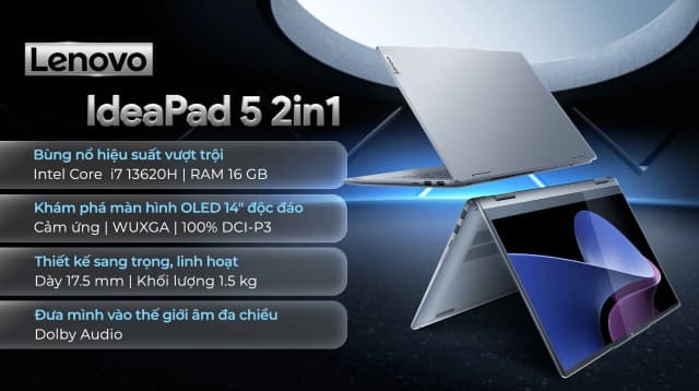 Top 1 so sánh giá Laptop Lenovo IdeaPad 5 2in1 14IRH9 - 83KX003XVN (i7 13620H, 16GB, 512GB, WUXGA OLED, Cảm ứng, Win11) - Tìm sản phẩm giá rẻ nhất - Ảnh 3