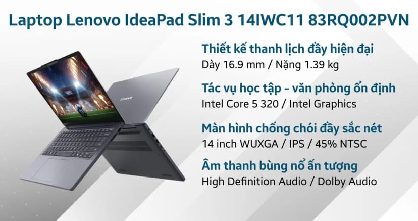 Laptop Lenovo IdeaPad Slim 3 14IWC11 - 83RQ002PVN (Core 5 320, 8GB, 512GB, WUXGA, Win11) - Giá rẻ nhất hôm nay - Ảnh 3