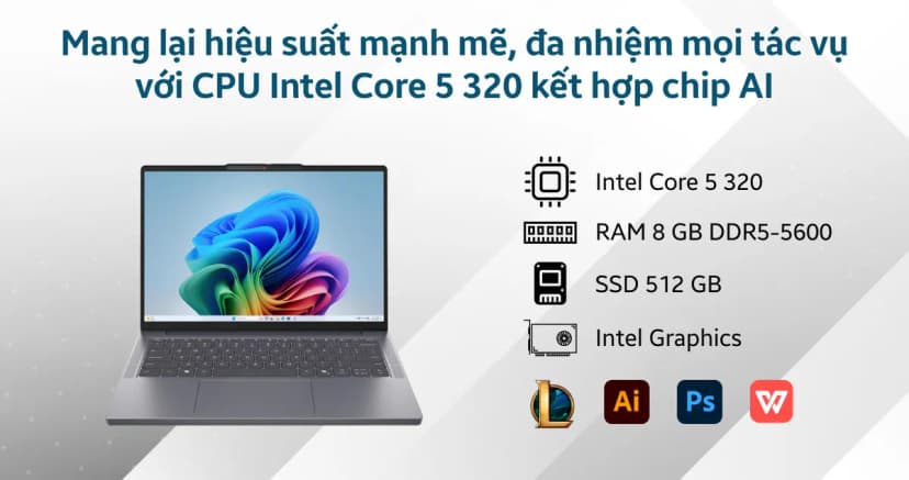 Laptop Lenovo IdeaPad Slim 3 14IWC11 - 83RQ002PVN (Core 5 320, 8GB, 512GB, WUXGA, Win11) - Giá rẻ nhất hôm nay - Ảnh 4