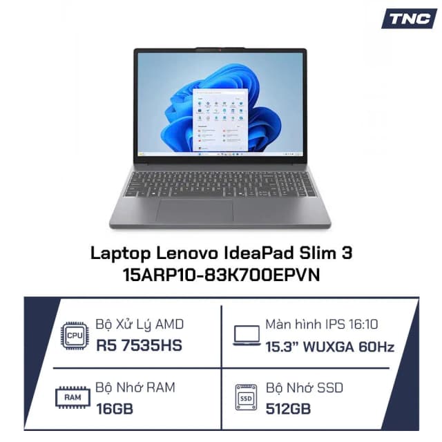 So sánh giá Laptop Lenovo IdeaPad Slim 3 15ARP10 - 83K700EPVN (R5 7535HS, 16GB, 512GB, WUXGA, Win11) rẻ nhất? - Ảnh 18