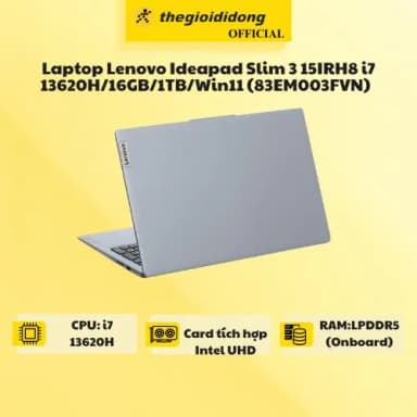Laptop Lenovo Ideapad Slim 3 15IRH8 - 83EM003FVN (i7 13620H, 16GB, 1TB, Full HD, Win11) - 15
