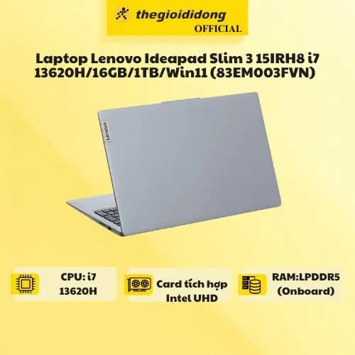 Laptop Lenovo Ideapad Slim 3 15IRH8 - 83EM003FVN (i7 13620H, 16GB, 1TB, Full HD, Win11) - 15