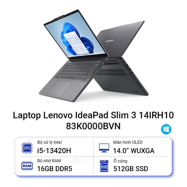 Laptop Lenovo Ideapad Slim 3 14IRH10 - 83K0000BVN (i5 13420H, 16GB, 512GB, WUXGA OLED, Win11) - 15