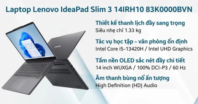 Laptop Lenovo Ideapad Slim 3 14IRH10 - 83K0000BVN (i5 13420H, 16GB, 512GB, WUXGA OLED, Win11) - 10