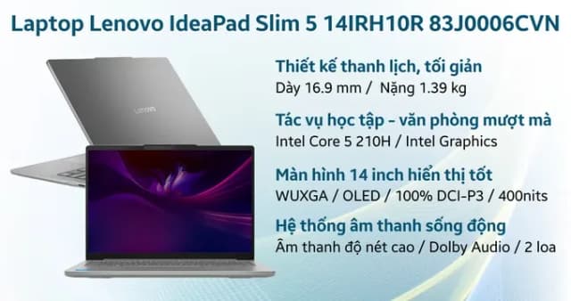 Laptop Lenovo IdeaPad Slim 5 OLED 14IRH10R - 83J0006CVN (Core 5 210H, 32GB, 1TB, WUXGA OLED, Win11) - 15