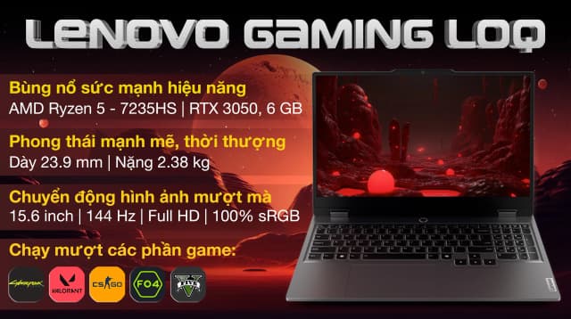 Laptop Lenovo Gaming LOQ 15ARP9 - 83JC00KUVN (R5 7235HS, 24GB, 1TB, RTX 3050 6GB, Full HD 144Hz, Win11) - 4