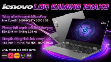 Laptop Lenovo Gaming LOQ 15IAX9 - 83GS000JVN (i5 12450HX, 16GB, 512GB, RTX 3050 6GB, Full HD 144Hz, Win11) - 2