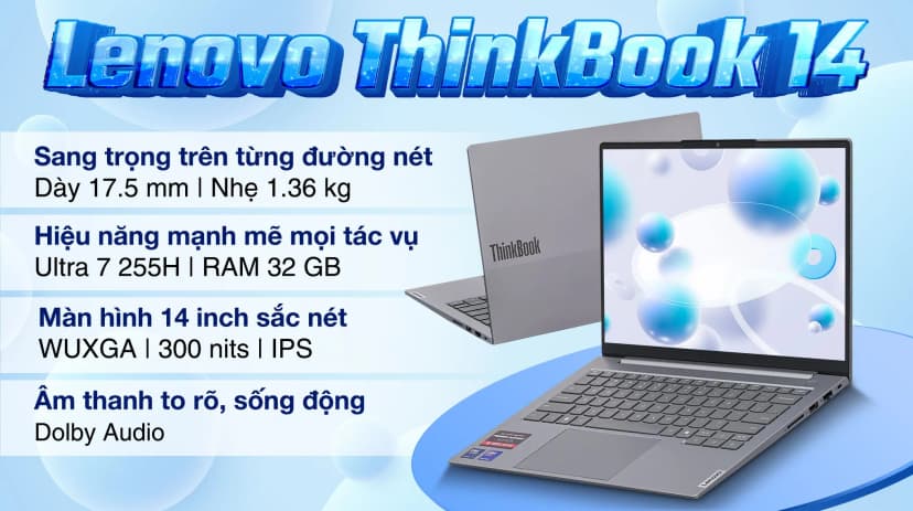 Laptop Lenovo ThinkBook 14 - 21SJ006YVN (Ultra 7 255H, 32GB, 1TB, WUXGA, Win11) - Giá rẻ nhất hôm nay - Ảnh 4