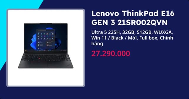Laptop Lenovo ThinkPad E16 - 21SR002QVN (Ultra 5 225H, 32GB, 512GB, WUXGA, Win11) - 20