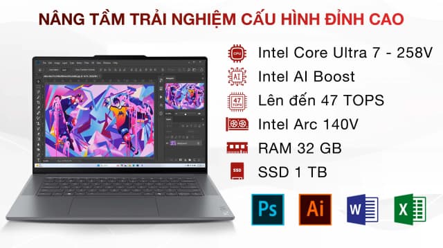 So sánh giá Laptop Lenovo Yoga Slim 7 15ILL9 - 83HM000GVN (Ultra 7 258V, 32GB, 1TB, 2.8K 120Hz, Cảm ứng, OfficeHS, Win11) rẻ nhất? - Ảnh 16