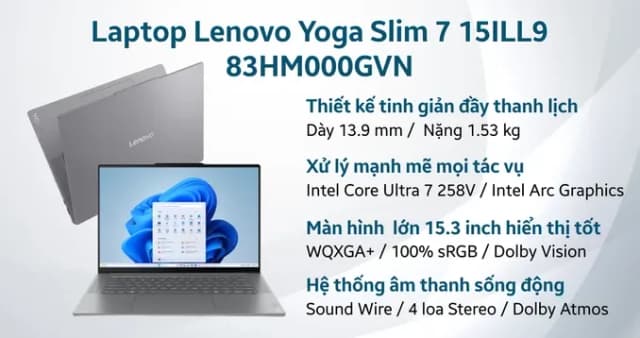 So sánh giá Laptop Lenovo Yoga Slim 7 15ILL9 - 83HM000GVN (Ultra 7 258V, 32GB, 1TB, 2.8K 120Hz, Cảm ứng, OfficeHS, Win11) rẻ nhất? - Ảnh 20