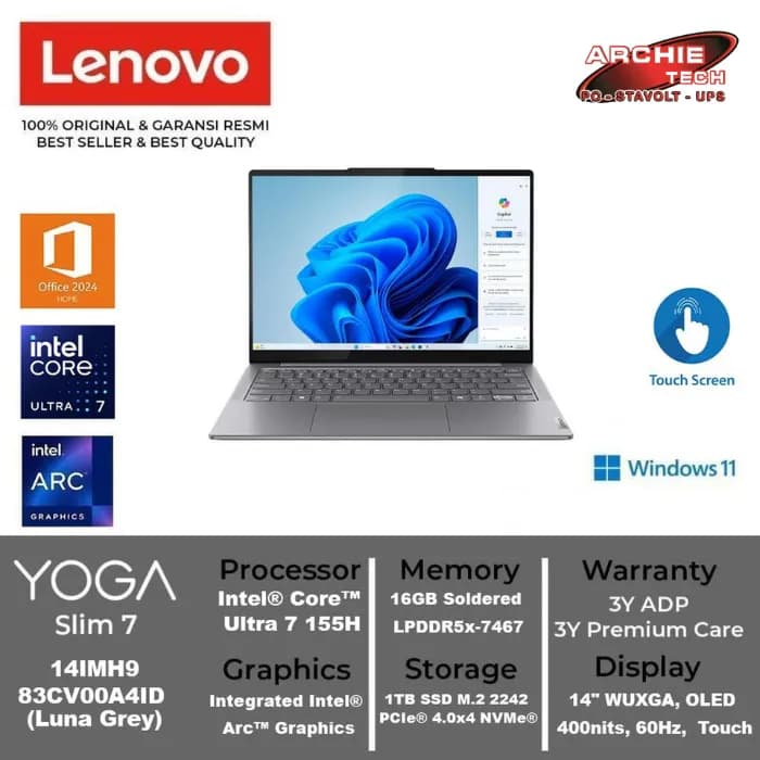 Laptop Lenovo Yoga Slim 7 OLED 14IMH9 - 83CV00DKVN (Ultra 7 155H, 32GB, 1TB, WUXGA OLED, OfficeH24+365, Win11) - Giá rẻ nhất hôm nay - Ảnh 24