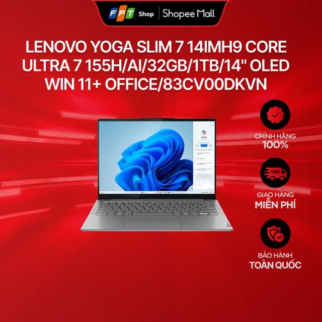 Top 1 so sánh giá Laptop Lenovo Yoga Slim 7 OLED 14IMH9 - 83CV00DKVN (Ultra 7 155H, 32GB, 1TB, WUXGA OLED, OfficeH24+365, Win11) - Tìm sản phẩm giá rẻ nhất - Ảnh 6