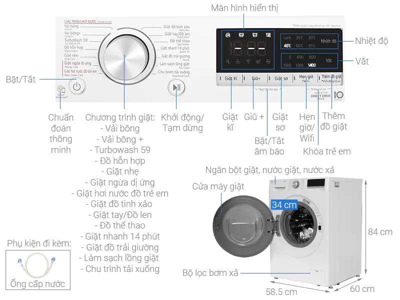 Máy giặt LG AI DD Inverter 12 kg FV1412S4W - Giá rẻ nhất hôm nay - Ảnh 7