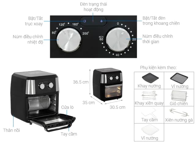 So sánh giá Lò chiên không dầu Ferroli 12 lít FAF-12M rẻ nhất? - Ảnh 9