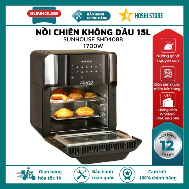 Lò chiên không dầu Sunhouse Mama SHD4088 15 lít - Ảnh 4