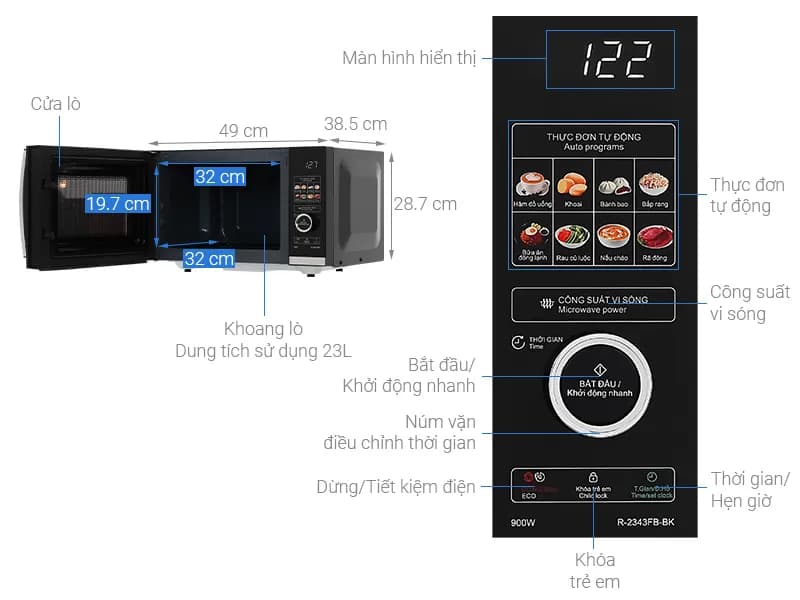So sánh giá Lò vi sóng Sharp R-2343FB-BK 23 lít - Tìm sản phẩm giá rẻ nhất - Ảnh 8