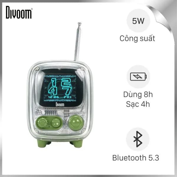 Loa Bluetooth Divoom Tiivoo-2 Green - Giá rẻ nhất hôm nay - Ảnh 1