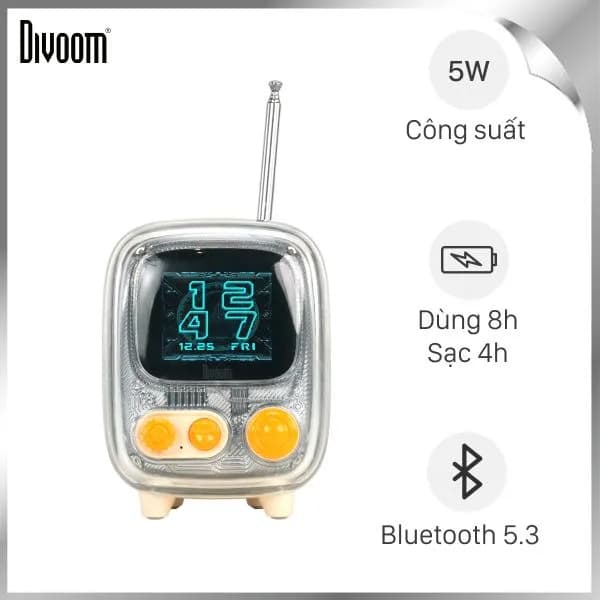 Loa Bluetooth Divoom Tiivoo-2 White - Giá rẻ nhất hôm nay - Ảnh 1