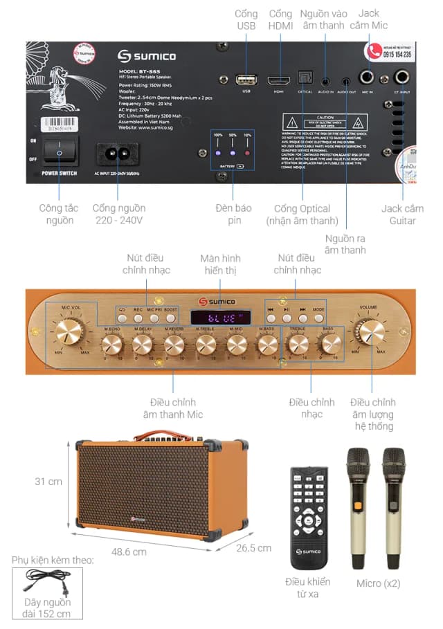 So sánh giá Loa karaoke xách tay Sumico BT-S65 150W rẻ nhất? - Ảnh 10