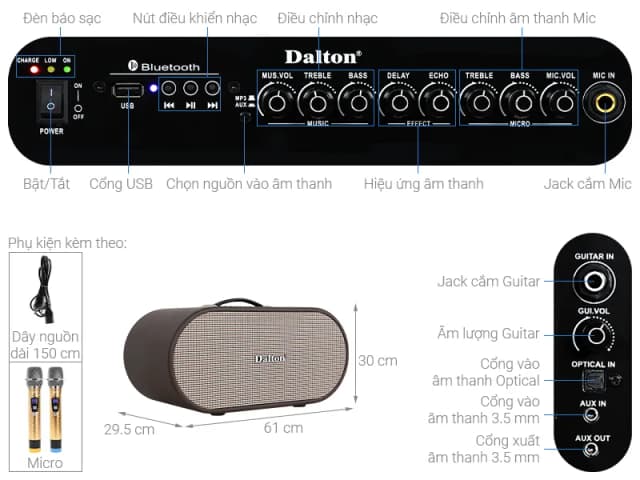 So sánh giá Loa karaoke xách tay Dalton K220C 750W rẻ nhất? - Ảnh 7